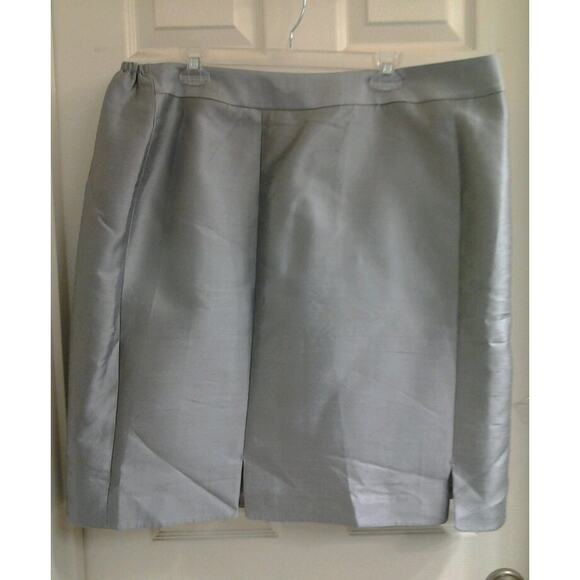 TALBOTS Skirt, Women's Sz 20W, above knee gray silk/wool Elastic Waist $138 NWT